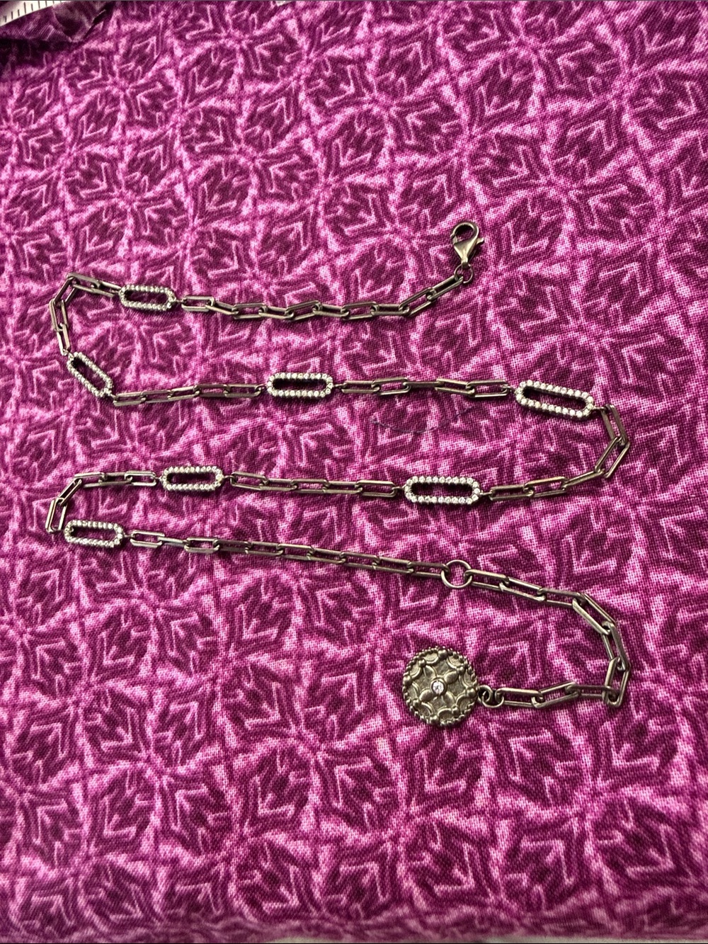 NEW 18in FR Signature Icon Pave Station Link necklace